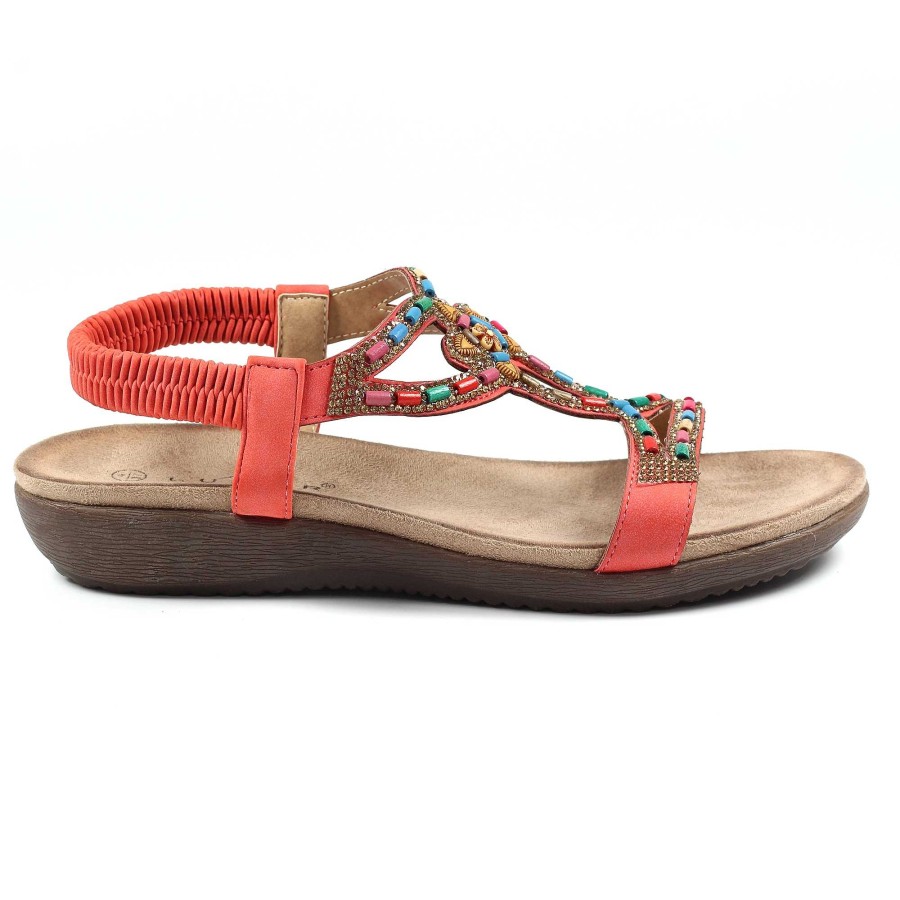 Sandals Lunar | Mariella Orange Beaded Sandal