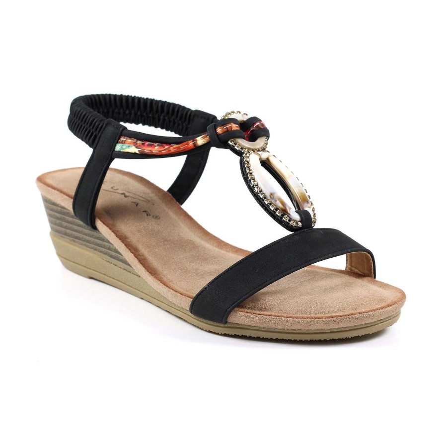 Sandals Lunar | Genoa Black Wedge Sandal