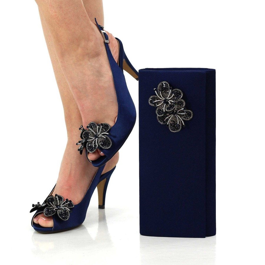 Shoes Lunar | Ankara Navy Peep Toe Slingback