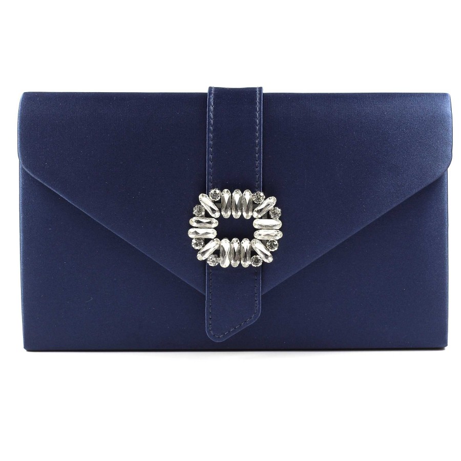 Handbags Lunar | Venice Navy Satin Bag