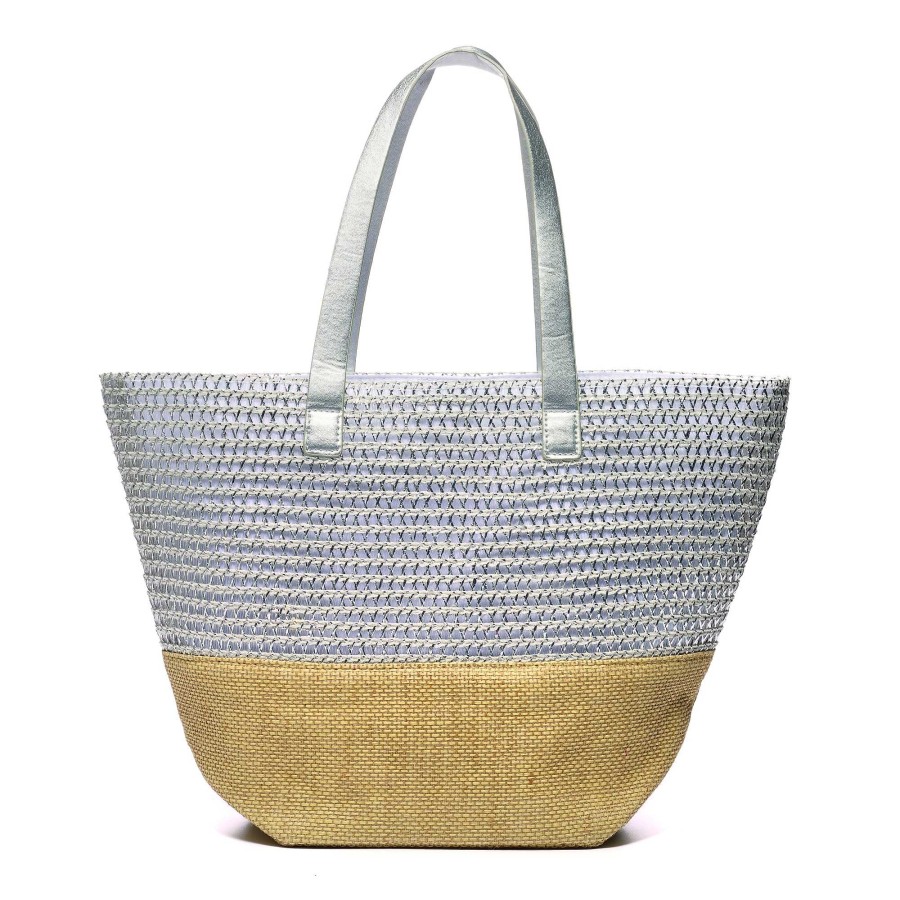 Handbags Lunar | Rae Multi Silver Two Tone Beach Bag