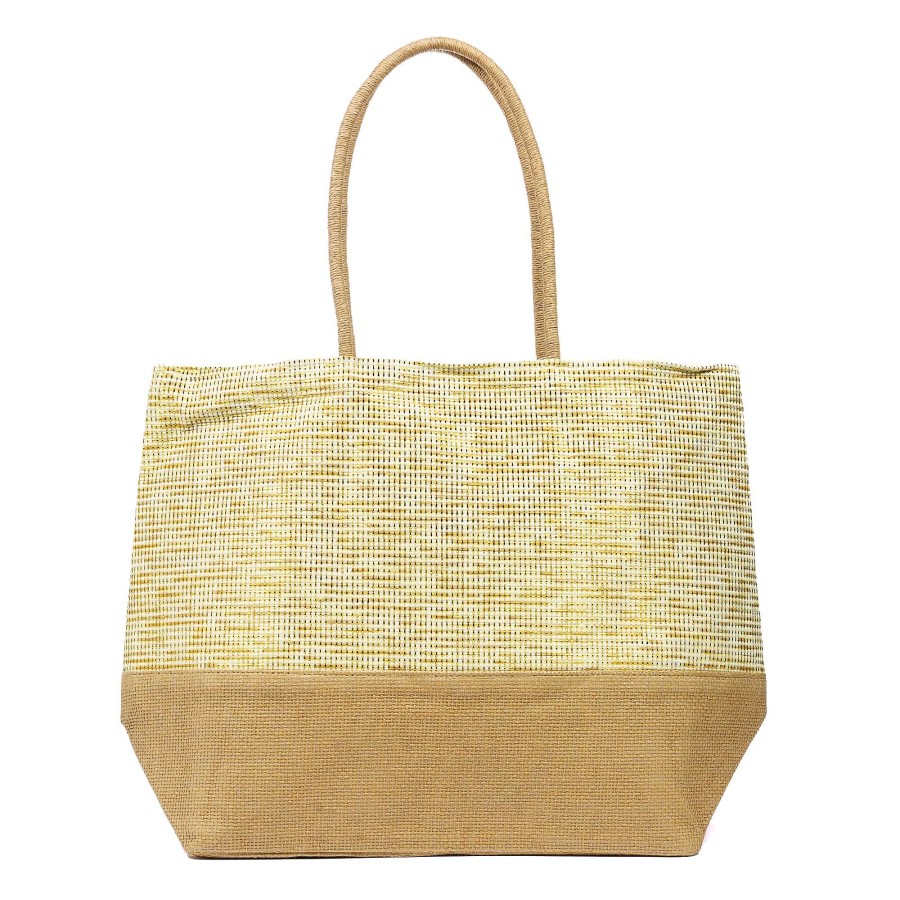 Handbags Lunar | Joleen Beige Two Tone Beach Bag