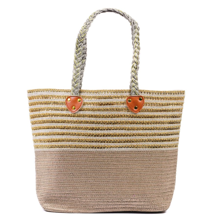 Handbags Lunar | Saville Multi Grey Two Tone Beach Bag