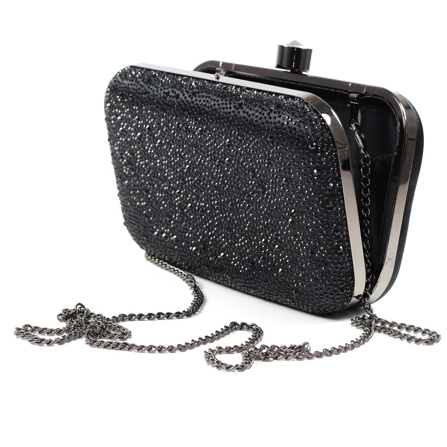 Handbags Lunar | Regal Black Gemstone Clutch