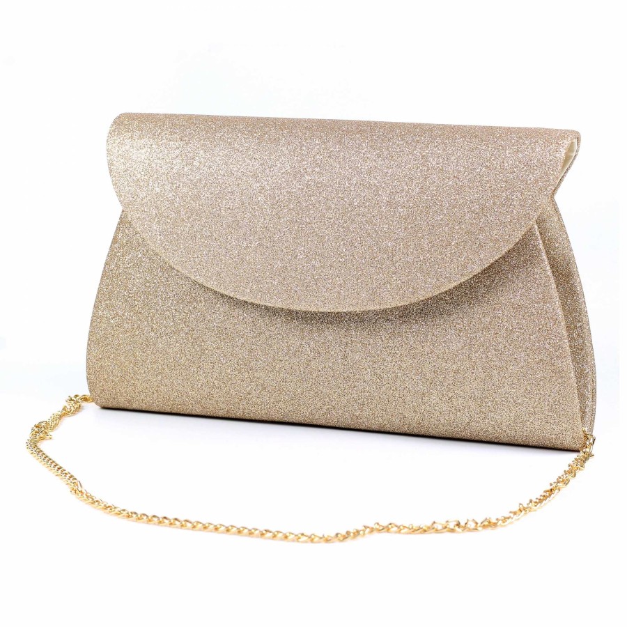 Handbags Lunar | Sariyah Gold Glitter Clutch Bag