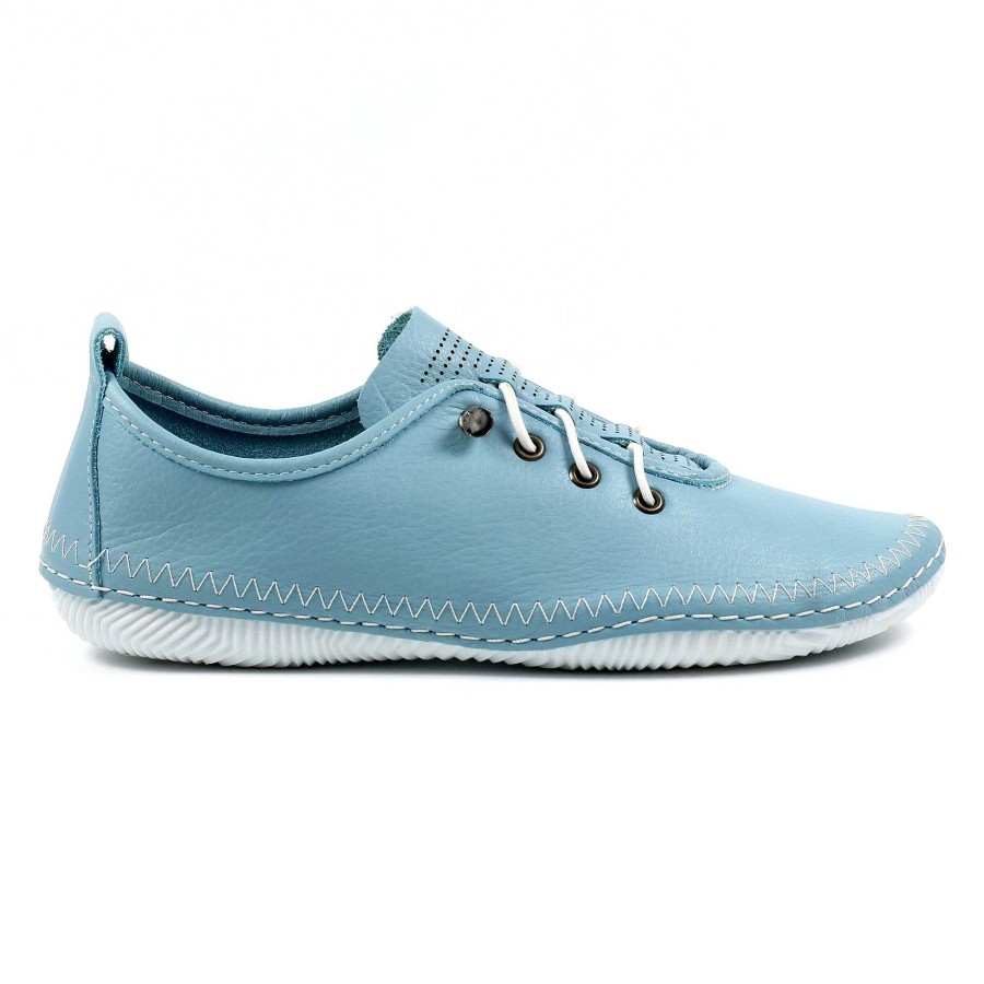 Shoes Lunar | Abbie Blue Leather Plimsoll