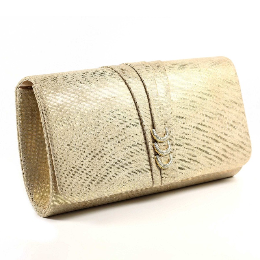 Handbags Lunar | Lyla Gold Satin Clutch Bag