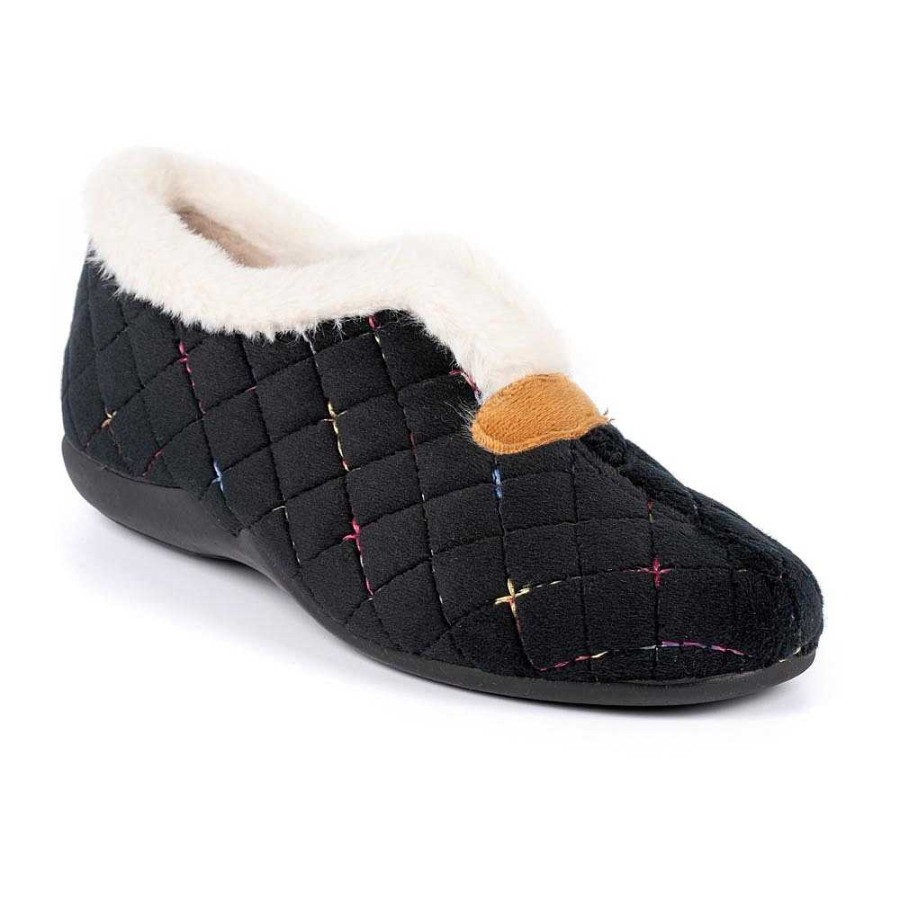 Slippers Lunar | Jem Black Fur Trim Slipper Slipper