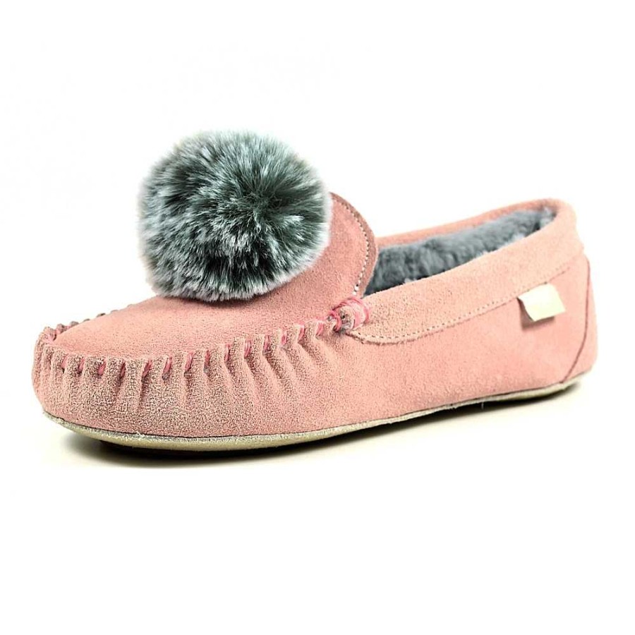 Slippers Lunar | Lazy Dogz Bessie Pink Suede Slipper