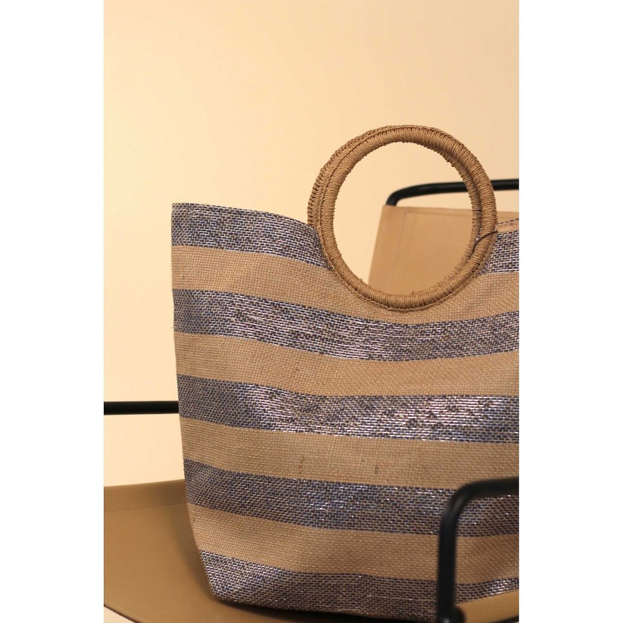 Handbags Lunar | Evie Blue Stripe Beach Bag