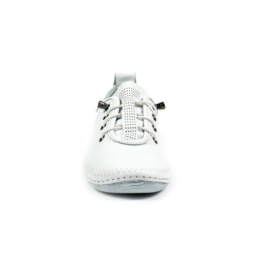 Shoes Lunar | Abbie White Leather Plimsoll