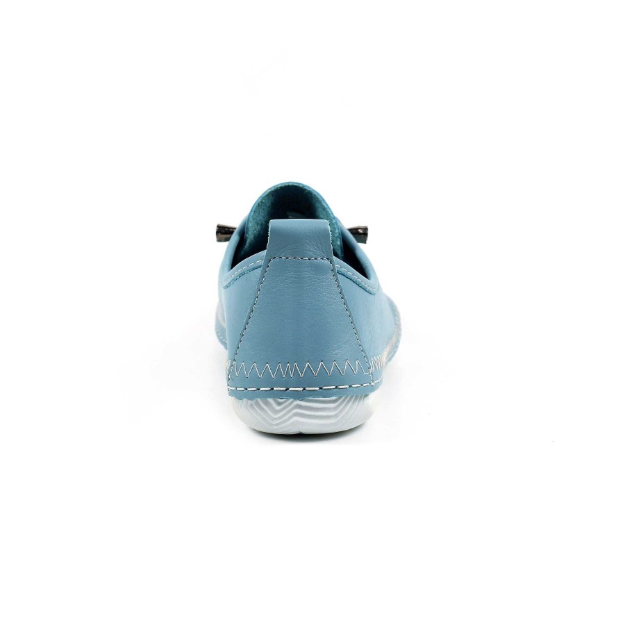 Shoes Lunar | Abbie Blue Leather Plimsoll