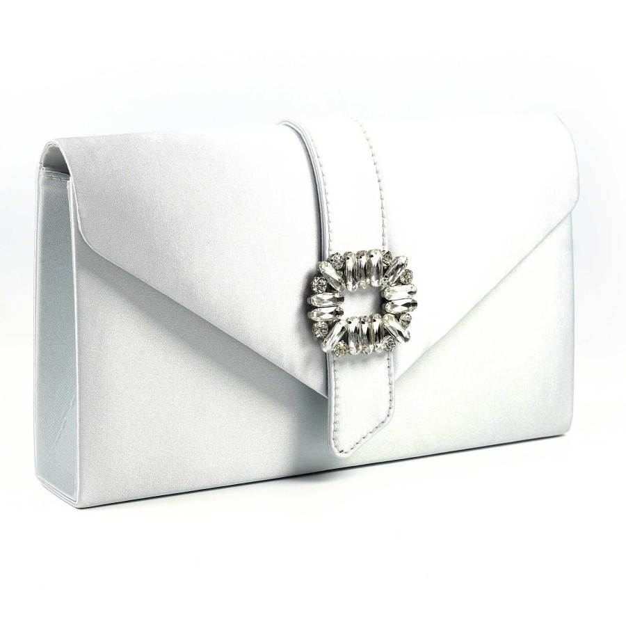 Handbags Lunar | Venice Silver Satin Bag