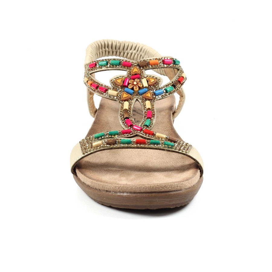 Sandals Lunar | Mariella Beige Beaded Sandal