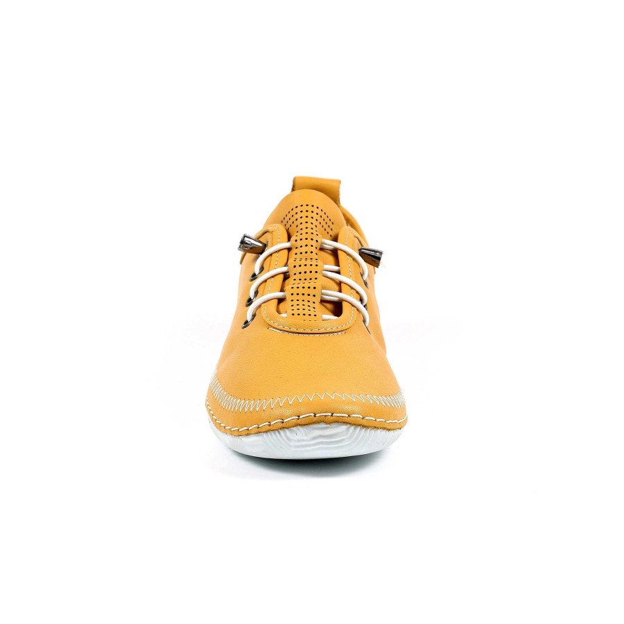 Shoes Lunar | Abbie Mustard Leather Plimsoll