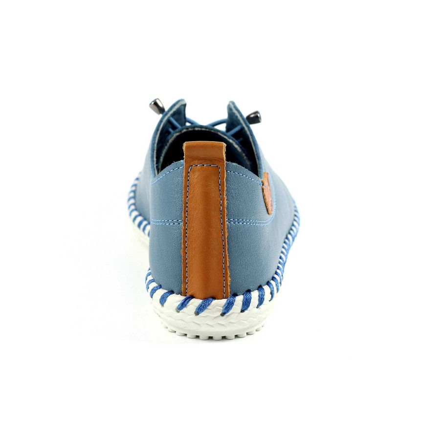 Shoes Lunar | St. Ives Mid Blue Leather Plimsoll