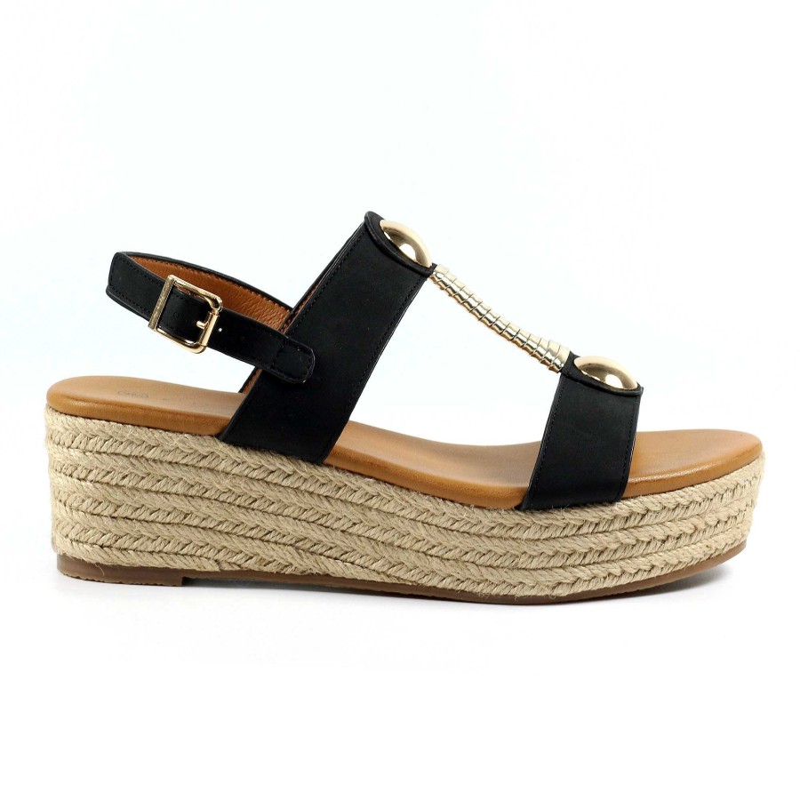 Sandals Lunar | Ravena Black Wedge Sandal