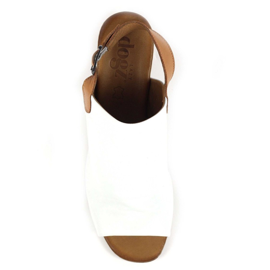 Sandals Lunar | Lazy Dogz Jenkins White Leather Sandal