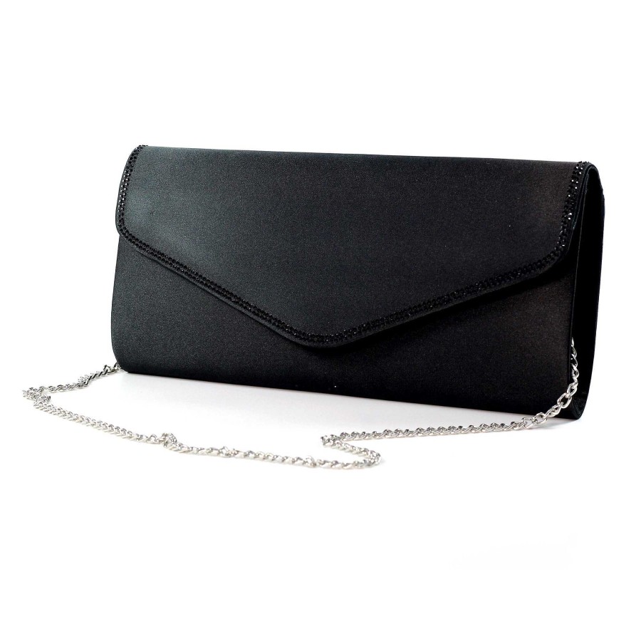 Handbags Lunar | Janelle Black Satin Bag