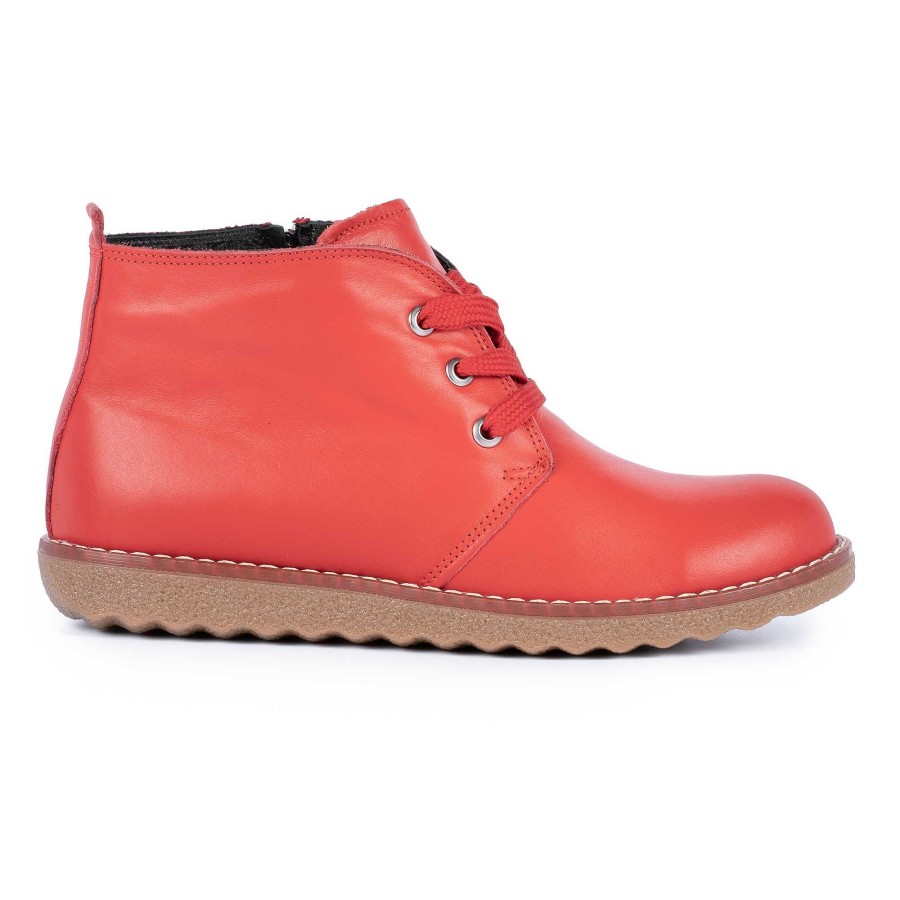 Boots Lunar | Claire Red Leather Ankle Boot