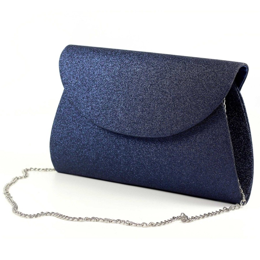 Handbags Lunar | Sariyah Navy Glitter Clutch Bag