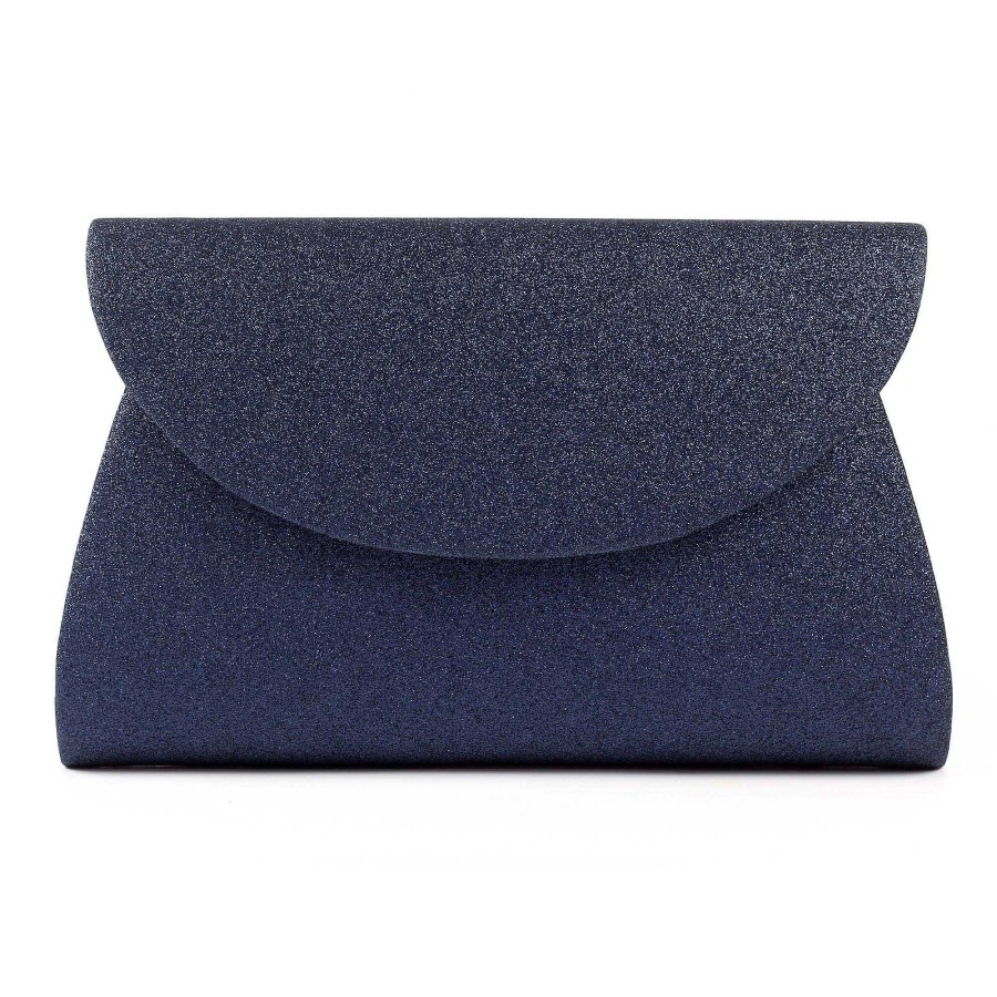 Handbags Lunar | Sariyah Navy Glitter Clutch Bag