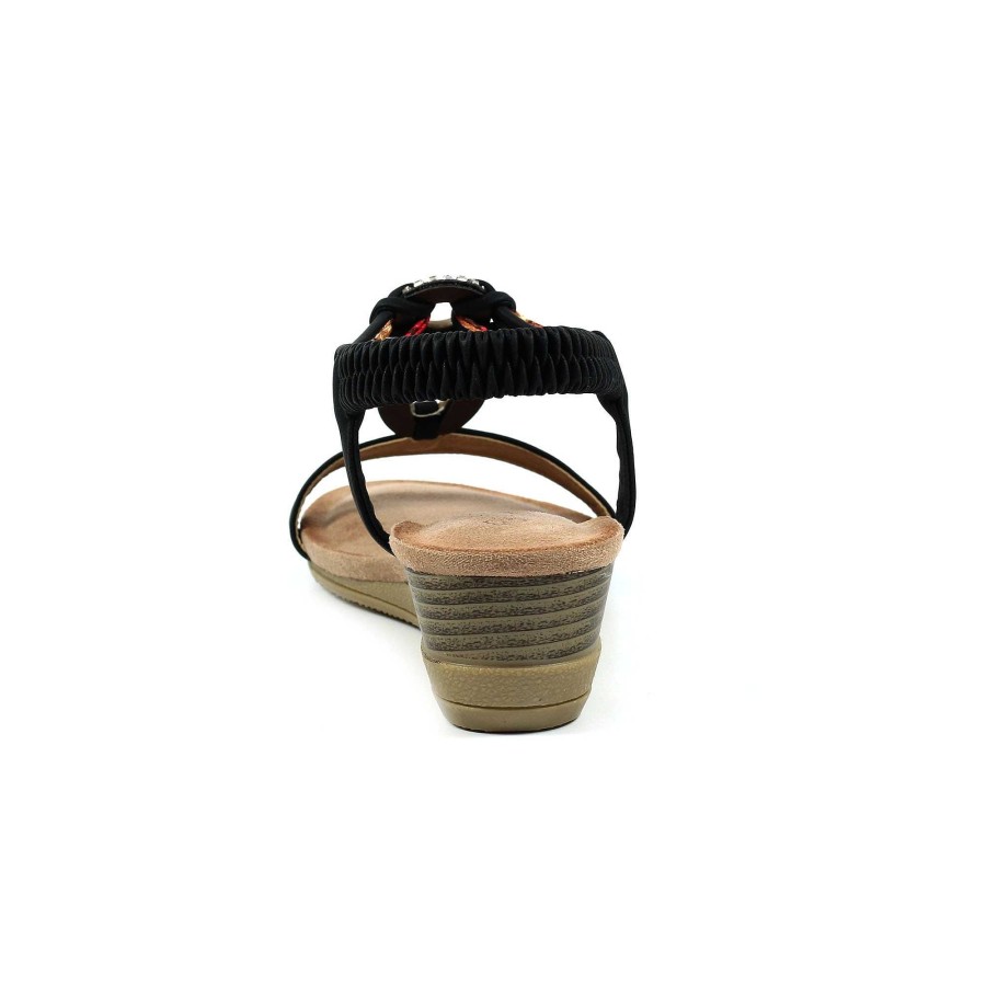 Sandals Lunar | Genoa Black Wedge Sandal